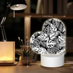 Love Acrylic Night Light, A Black And White Image Of A Leafy Plant With A Pattern Of Dots. -Acrylic Night Light Shop 46ed91e790c06071679588f454a7531e96399d61