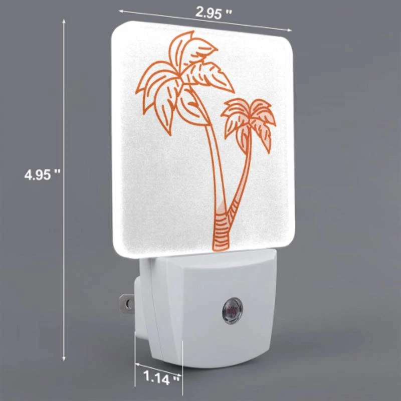 Night Light Set of 2, A drawing of a palm tree with a brown trunk. Night Light Set Of 2, A Drawing Of A Palm Tree With A Brown Trunk. -Acrylic Night Light Shop 473428b63e4d54d87869602f3c374b091cfec96b