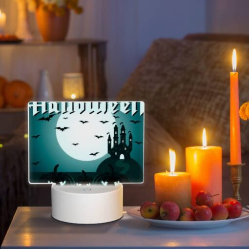 Rectangular Acrylic Night Light, Three Pumpkins With Faces Drawn On Them. -Acrylic Night Light Shop 47347feb20ee9cdaff03cc7da4587e63fae41074
