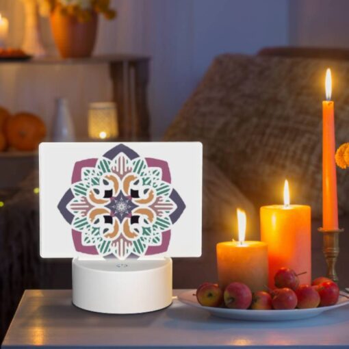 Rectangular Acrylic Night Light, A Colorful Flower Design With A Purple Background. -Acrylic Night Light Shop 4762c9ae67c3e452f5da8fc9e561389b1c234347