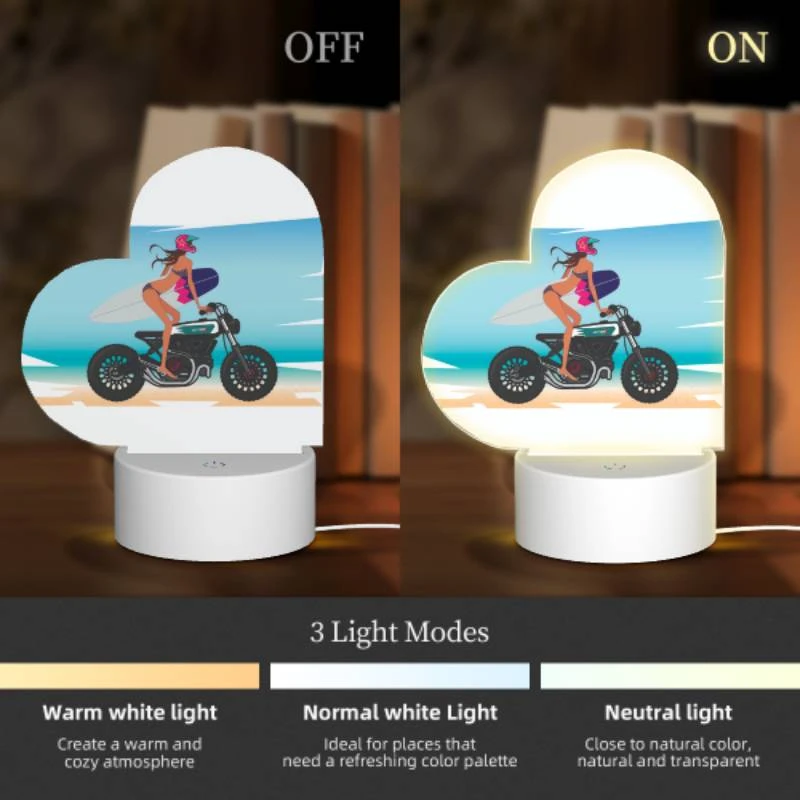 Love Acrylic Night Light, A woman is sitting on a motorcycle with a surfboard on the back. Love Acrylic Night Light, A Woman Is Sitting On A Motorcycle With A Surfboard On The Back. -Acrylic Night Light Shop 48f9544ddaa8e48fbcccc983165082b7ea5734b5