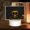 Rectangular Acrylic Night Light, A Skull With A Pumpkin On Its Head.