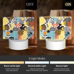 Rectangular Acrylic Night Light, A Black Cat Is Sitting On A Yellow And Blue Checkered Background. -Acrylic Night Light Shop 49dbef0127e371d3bcbb094546ec703bfd31b9ca