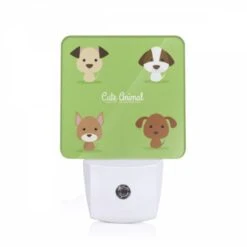 Night Light, Four Different Colored Dogs Are Shown In A Row.