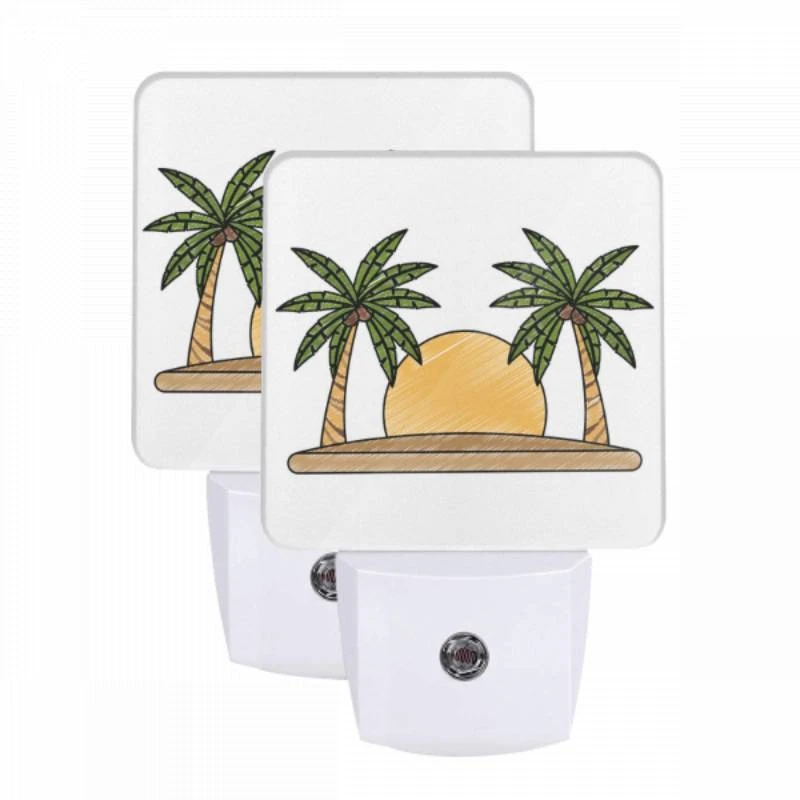 Night Light Set of 2, A drawing of a sun with two palm trees on either side. Night Light Set Of 2, A Drawing Of A Sun With Two Palm Trees On Either Side. -Acrylic Night Light Shop 4a3781df284d789f498114139b15b4aaab39a3f4