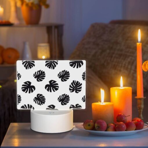 Rectangular Acrylic Night Light, A Pattern Of Black And White Flowers. -Acrylic Night Light Shop 4a65b4a26a2011b077a9fdf759ccfeee90ec0687