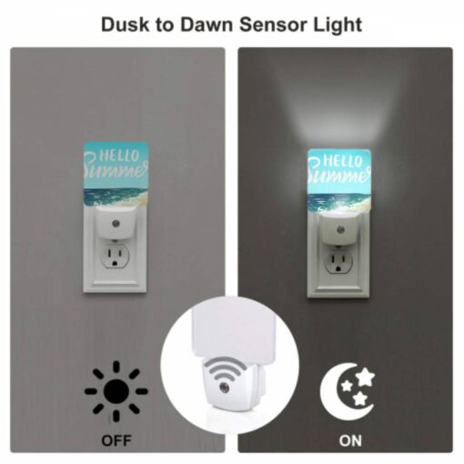 Night Light Set Of 2, A Blue And White Sign That Says "Hello Summer". -Acrylic Night Light Shop 4c2c0416a81ebda365f75a22779e6bd970bd98ce