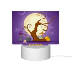 Rectangular Acrylic Night Light, A Tree With Halloween Decorations And A Banner That Says "Happy Halloween." -Acrylic Night Light Shop 4c45a8f559075e2e97f795f73d6d0f26db707976