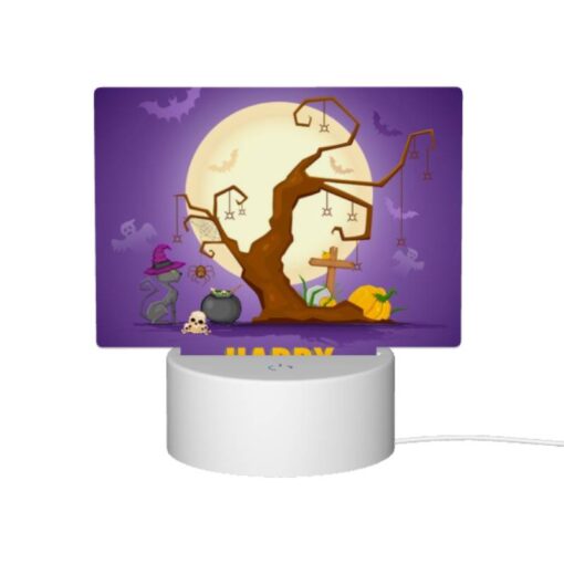 Rectangular Acrylic Night Light, A Tree With Halloween Decorations And A Banner That Says "Happy Halloween." -Acrylic Night Light Shop 4c45a8f559075e2e97f795f73d6d0f26db707976