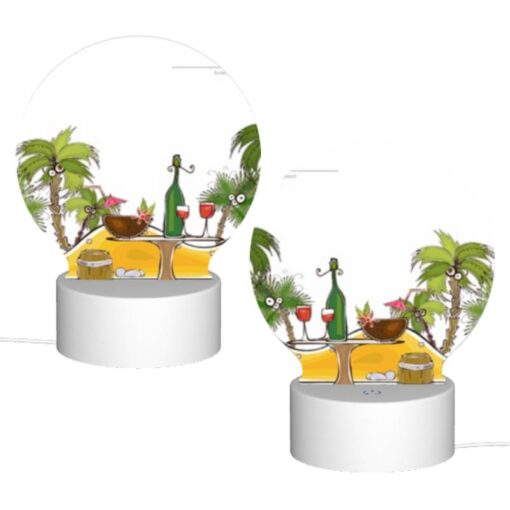 Round Acrylic Night Light, A Cartoon Of A Tropical Island With A Table And Chairs -Acrylic Night Light Shop 4cb9690c52e892187ef1cf8e8960d6f76724add1