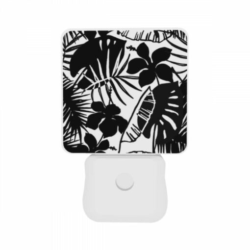 Night Light Set Of 2, A Black And White Image Of A Leafy Plant With A Face Drawn On It. -Acrylic Night Light Shop 4cca85e083c78c90cb13cb6f3bbf092aa9f91bac