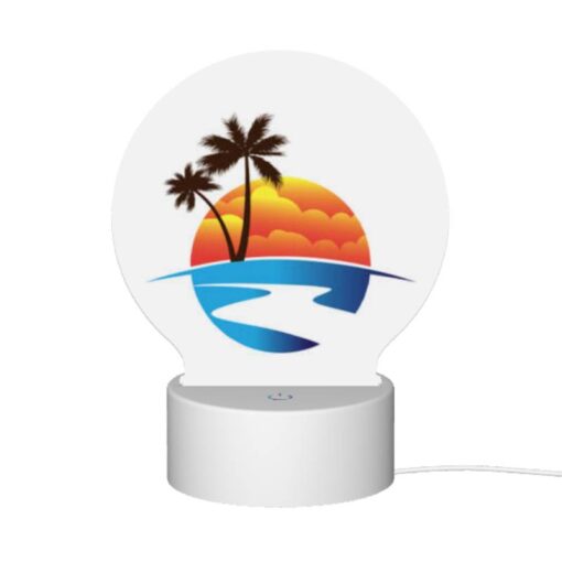 Round Acrylic Night Light, A Sunset With A Beach And Palm Trees. -Acrylic Night Light Shop 4d0969639a309af7b7c58bd7f04d11555c552c66