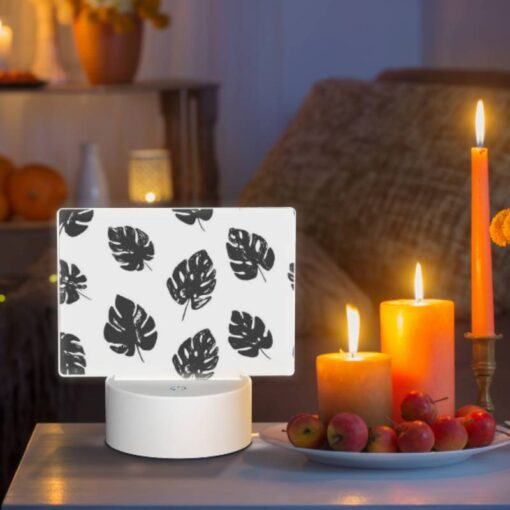 Rectangular Acrylic Night Light, A Pattern Of Leaves On A White Background. -Acrylic Night Light Shop 4d59d78e65e59c786324bcf80a1317a9e7507870