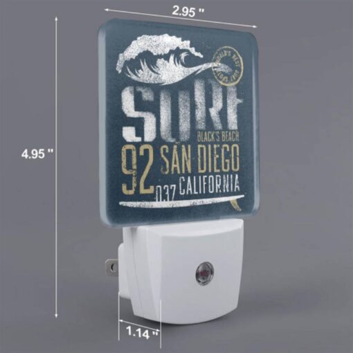 Night Light Set Of 2, A Surfboard With The Words "92 San Diego" Written On It. -Acrylic Night Light Shop 4d6064cc93aa62df98ddcf404ee6f7860be81d74