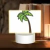 Rectangular Acrylic Night Light, A Green And Brown Palm Tree Is Shown In A Cartoon Style.