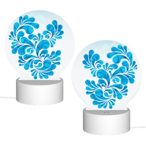 Round Acrylic Night Light, A Blue And White Design Of A Heart. -Acrylic Night Light Shop 4e74bc95bc29ce841cb1ca0a26ec4bcefe18a941