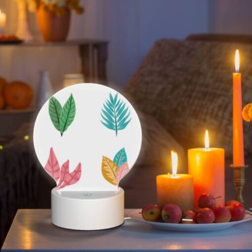 Round Acrylic Night Light, Four Different Colored Leaves Are Shown In A Row. -Acrylic Night Light Shop 4e8513f83dd33333f6eba76755c3995369825486