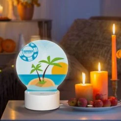 Round Acrylic Night Light, A Palm Tree Is Growing On A Small Island In The Middle Of The Ocean. -Acrylic Night Light Shop 4e8800d9bebce2391819c761bef776d633b15f3d