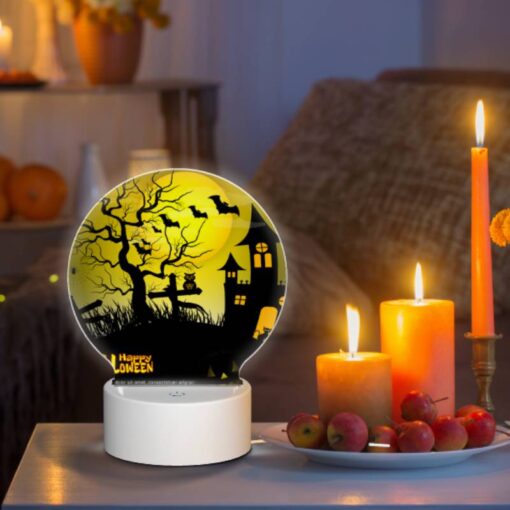 Round Acrylic Night Light, A Halloween Scene With A Tree -Acrylic Night Light Shop 4e89b679415ff79942f620993d46c7bbadfd4910
