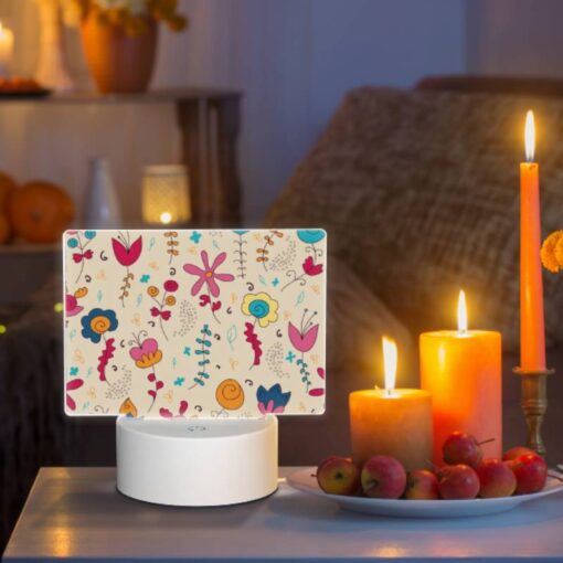 Rectangular Acrylic Night Light, A Colorful Floral Pattern With A Variety Of Flowers And Leaves. -Acrylic Night Light Shop 4e8dccedd5043d2237d58c9ab6d834e7a051e7e3