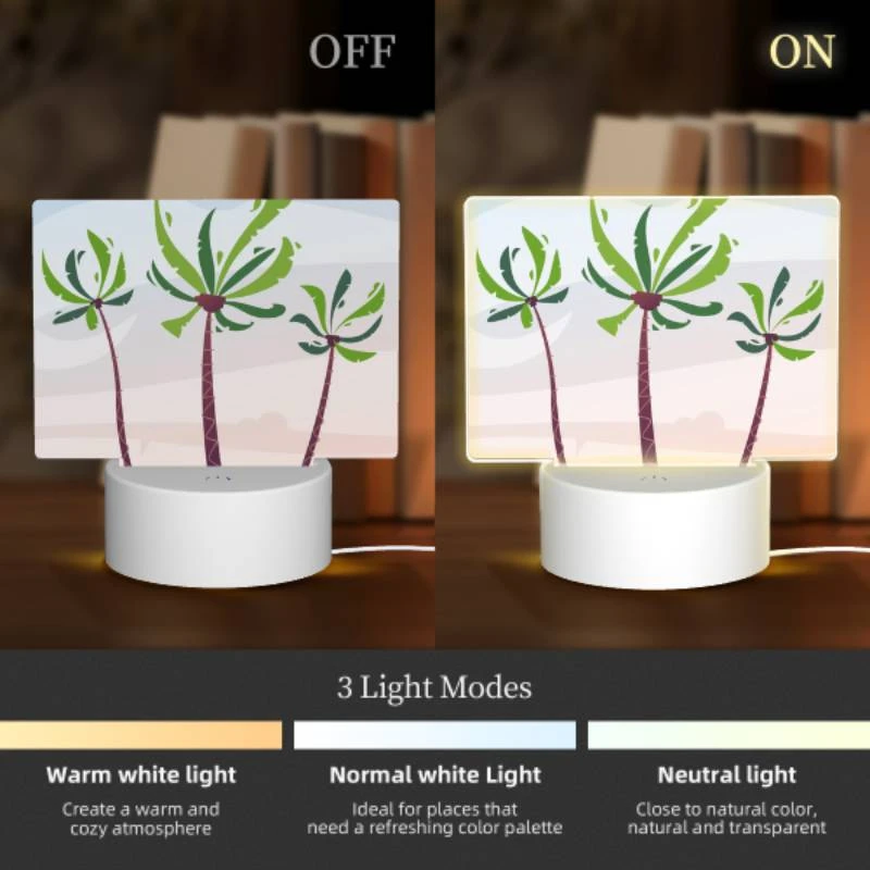 Rectangular Acrylic Night Light, Three palm trees are standing in the sand. Rectangular Acrylic Night Light, Three Palm Trees Are Standing In The Sand. -Acrylic Night Light Shop 4f3ac121e6b52823c65144212377a2066eab0bb7