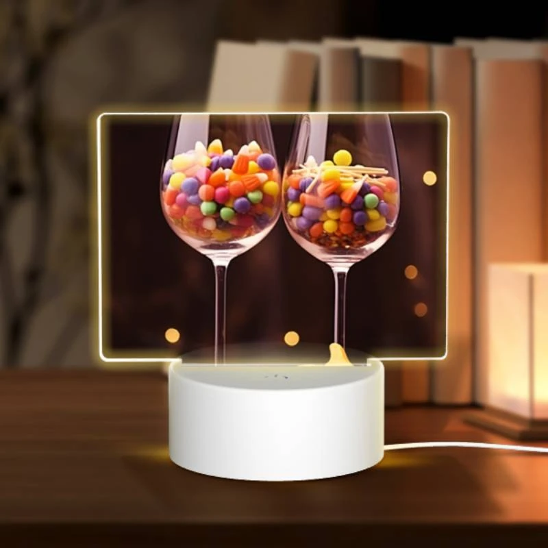 Rectangular Acrylic Night Light, Two wine glasses filled with candy and a pumpkin. Rectangular Acrylic Night Light, Two Wine Glasses Filled With Candy And A Pumpkin. -Acrylic Night Light Shop 4f7171a0fea687f58e52aaf3d3ec42b6479f41e9