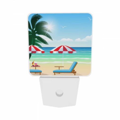 Night Light Set Of 2, A Beach Scene With Two Umbrellas And Two Chairs. -Acrylic Night Light Shop 4fd25d4eef4f0e675f8c54e76c6c59889cb86fae