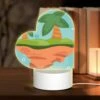 Love Acrylic Night Light, A Cartoon Image Of A Tropical Island With A Man Standing On It.