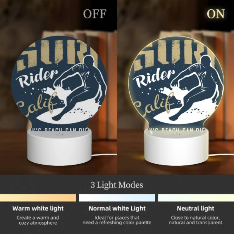 Round Acrylic Night Light, A surfer riding a wave in San Diego. Round Acrylic Night Light, A Surfer Riding A Wave In San Diego. -Acrylic Night Light Shop 4fe6d88f29940d19d5226652b88e8b7f1ddea2cc