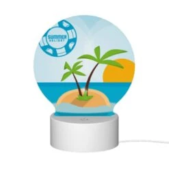 Round Acrylic Night Light, A Palm Tree Is Growing On A Small Island In The Middle Of The Ocean. -Acrylic Night Light Shop 5013ab3a3f3227f624c990ba9e4271f601a3da35