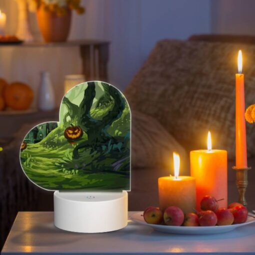 Love Acrylic Night Light, A Colorful Cartoon Scene Of A House With A Pumpkin On The Doorstep And A Tree With A Pumpkin On It. -Acrylic Night Light Shop 502f125cefc8a1406afd3533ec8a9a5f11ca10dc