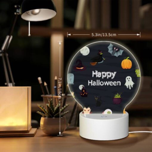 Round Acrylic Night Light, A Collection Of Halloween Symbols And Images. -Acrylic Night Light Shop 51250baf39e7311afff63df32900ae65a4b6248c