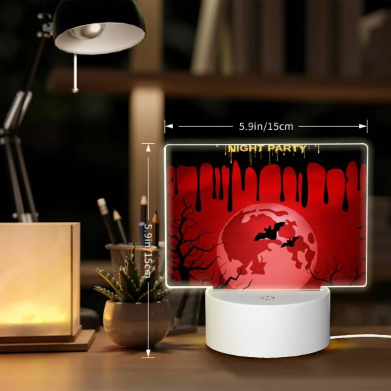 Rectangular Acrylic Night Light, A Halloween night party poster with a red moon and bats. Rectangular Acrylic Night Light, A Halloween Night Party Poster With A Red Moon And Bats. -Acrylic Night Light Shop 5149d0e1cc14ee651b1ffdc9a2b29a72d2fe941d