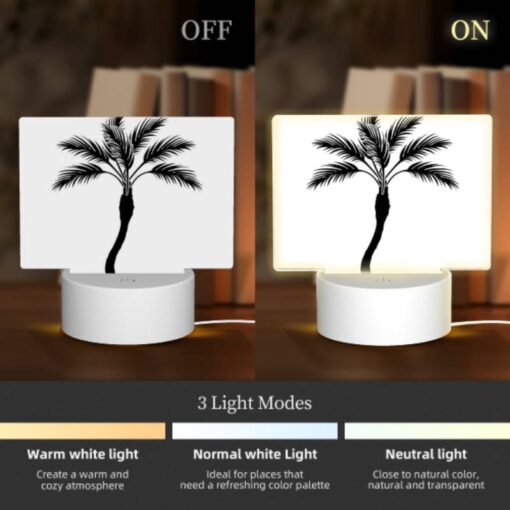 Rectangular Acrylic Night Light, A Black And White Drawing Of A Palm Tree. -Acrylic Night Light Shop 5154061b457c8fffb03ef8a6f708525a9c7b2f18