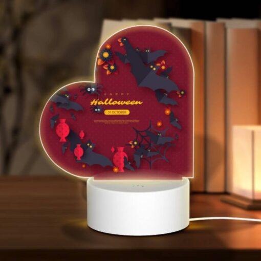 Love Acrylic Night Light, A Colorful Poster With Bats And Pumpkins On It. -Acrylic Night Light Shop 518d514b491df47a42b194b1c1aa65b0b70f7b12