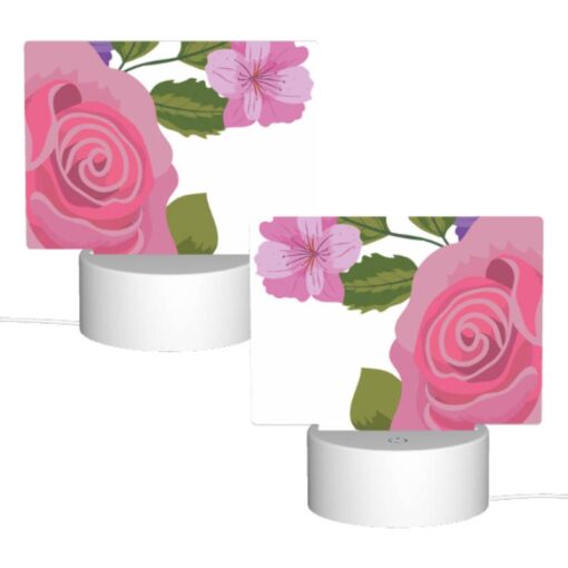 Rectangular Acrylic Night Light, A Pink Rose With A Yellow Center And Purple Petals. -Acrylic Night Light Shop 51c19db918dc5b1c7aade0d0bcc927d6e85310b0