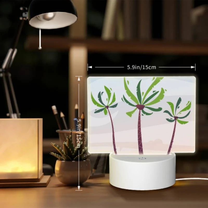 Rectangular Acrylic Night Light, Three palm trees are standing in the sand. Rectangular Acrylic Night Light, Three Palm Trees Are Standing In The Sand. -Acrylic Night Light Shop 51c5530201255b4767729c6a7f51ede5d0e0f129