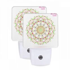 Night Light Set Of 2, A Colorful Floral Lace Design.