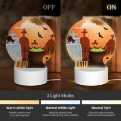 Round Acrylic Night Light, A Halloween Poster With A Cat -Acrylic Night Light Shop 52148fda6e6bdd416777711ee772ddd7709fe289
