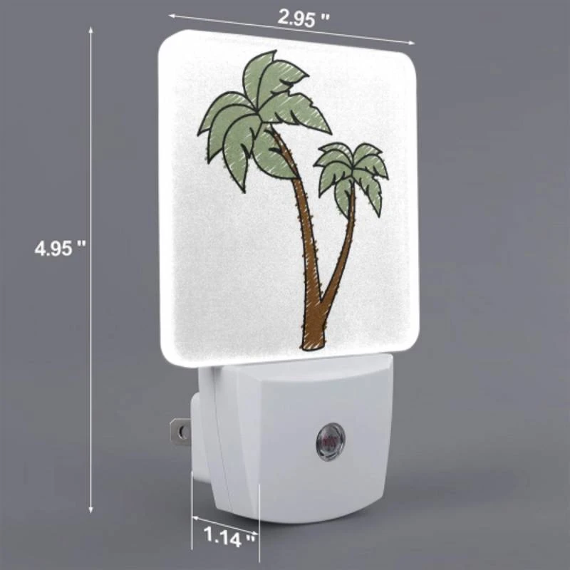 Night Light Set of 2, A green and brown palm tree with a brown trunk. Night Light Set Of 2, A Green And Brown Palm Tree With A Brown Trunk. -Acrylic Night Light Shop 521e253511d1306224acb4c306db069daed8cf47