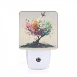 Night Light, A Tree With A Bird Sitting On Top Of It.