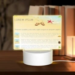 Rectangular Acrylic Night Light, A Colorful Poster With A Beach Theme And A Starfish On It.