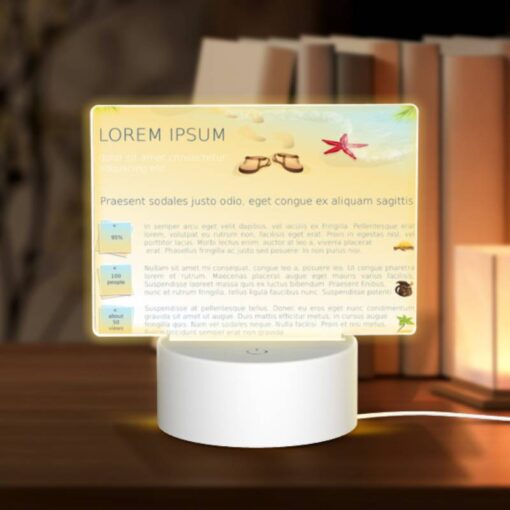 Rectangular Acrylic Night Light, A Colorful Poster With A Beach Theme And A Starfish On It. -Acrylic Night Light Shop 525b86aca522e283c1791d0bd9198342902dcc6c