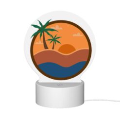 Round Acrylic Night Light, A Sunset Scene With A Beach And Palm Trees. -Acrylic Night Light Shop 5278d97645d2dcbcac4e90fef414f58cb36040ac