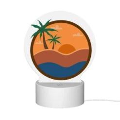 Round Acrylic Night Light, A Sunset Scene With A Beach And Palm Trees. -Acrylic Night Light Shop 5278d97645d2dcbcac4e90fef414f58cb36040ac