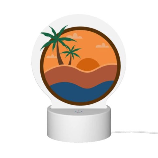 Round Acrylic Night Light, A Sunset Scene With A Beach And Palm Trees. -Acrylic Night Light Shop 5278d97645d2dcbcac4e90fef414f58cb36040ac