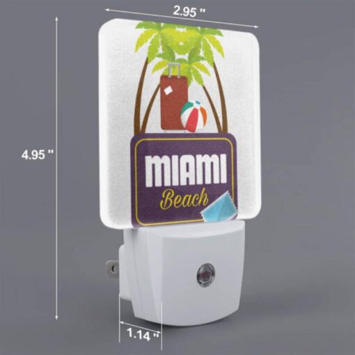 Night Light Set Of 2, A Sign For Miami Beach With A Beach Ball And A Suitcase. -Acrylic Night Light Shop 528a281c74210b6b474df5b22ef7119890d84236