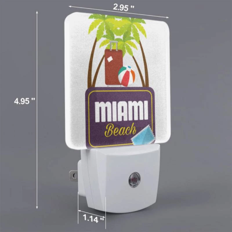 Night Light Set of 2, A sign for Miami Beach with a beach ball and a suitcase. Night Light Set Of 2, A Sign For Miami Beach With A Beach Ball And A Suitcase. -Acrylic Night Light Shop 528a281c74210b6b474df5b22ef7119890d84236