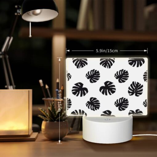 Rectangular Acrylic Night Light, A Pattern Of Black And White Flowers. -Acrylic Night Light Shop 52a08ef5a3731a47f636aaa45d5e24eaef7dd7eb
