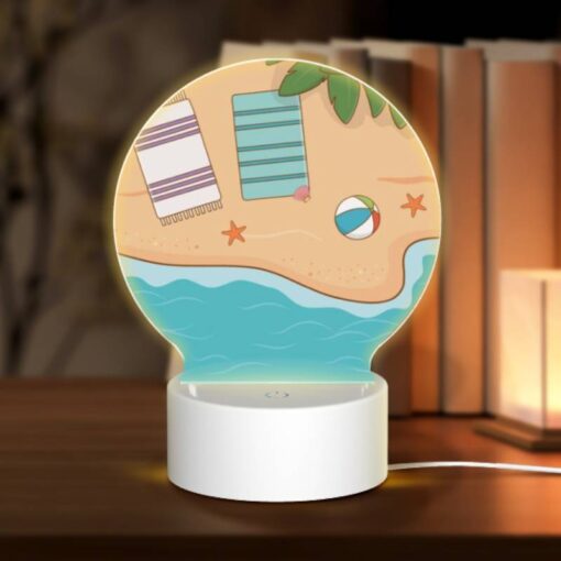 Round Acrylic Night Light, A Beach Scene With A Towel -Acrylic Night Light Shop 52f153217c1dca4f0783dd21f3c051670e103a95